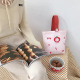 Portable Women Canvas Lunch Bag Lovely Bear Ladies Small Daily Clutch Purse Hand