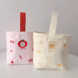 Portable Women Canvas Lunch Bag Lovely Bear Ladies Small Daily Clutch Purse Hand