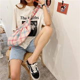 Plaid Hobos Crossbody Bag for Women, Polyester Cotton Handbag