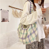 Plaid Hobos Crossbody Bag for Women, Polyester Cotton Handbag