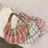 Plaid Hobos Crossbody Bag for Women, Polyester Cotton Handbag