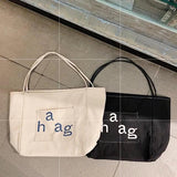 Retro Letter Canvas Handbag Women's Shoulder Bag