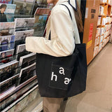 Retro Letter Canvas Handbag Women's Shoulder Bag