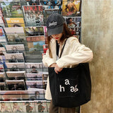Retro Letter Canvas Handbag Women's Shoulder Bag