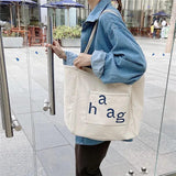 Retro Letter Canvas Handbag Women's Shoulder Bag