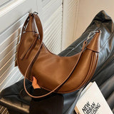 Retro Shoulder Bag PU Leather Handbag High End Zipper Solid Female 8Q0203