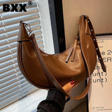Retro Shoulder Bag PU Leather Handbag High End Zipper Solid Female 8Q0203