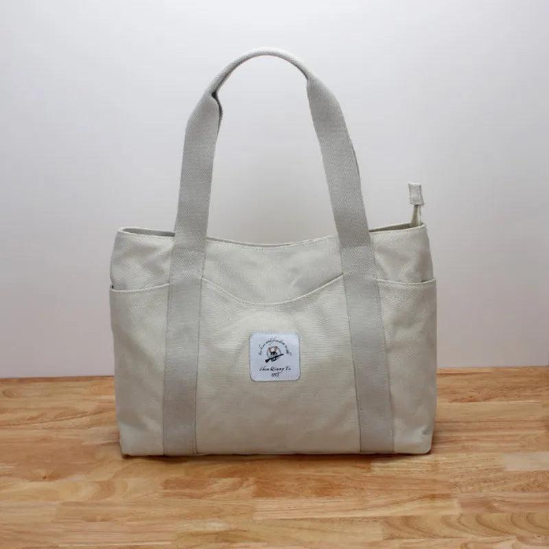 Women Letter Printing Canvas Shopping Tote Bag