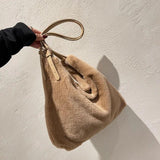 Plush Underarm Shoulder Bag Women Handbag Large Tote Solid Bag