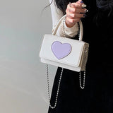 Women's Pu Leather Heart Chain Crossbody Bag