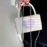 Women's Pu Leather Heart Chain Crossbody Bag