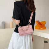 Chain Shoulder Messenger Crossbody Bag Wide Strap Small Square Bag
