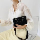 Chain Shoulder Messenger Crossbody Bag Wide Strap Small Square Bag