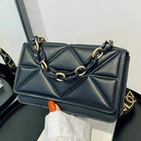 Chain Shoulder Messenger Crossbody Bag Wide Strap Small Square Bag