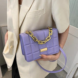 Chains Decor Flap Shoulder Bags for Women PU Leather Totes Bag