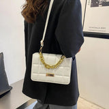 Chains Decor Flap Shoulder Bags for Women PU Leather Totes Bag