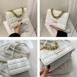 Chains Decor Flap Shoulder Bags for Women PU Leather Totes Bag