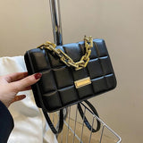 Chains Decor Flap Shoulder Bags for Women PU Leather Totes Bag