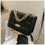 Chains Decor Flap Shoulder Bags for Women PU Leather Totes Bag