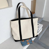 Canvas Striped Handbag Large Capacity Single Shoulder Bag For Female