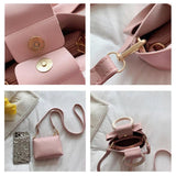 Women's Crossbody Shoulder Bags Set with Bowknot Handbag