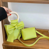 Women's Crossbody Shoulder Bags Set with Bowknot Handbag