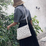 Straw Woven Shoulder Bag Crossbody Beach Handbag