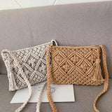 Straw Woven Shoulder Bag Crossbody Beach Handbag