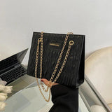 Vintage Square Shoulder Bags for Women PU Leather Chains Crossbody Bag Purse