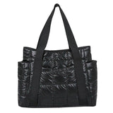 Winter Textured Padded Duffel Women Bag Nylon Big Totes Plaid Shoulder Bags