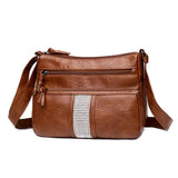 Women's Multi-layer Shoulder Messenger Bag Soft Leather Crossbody