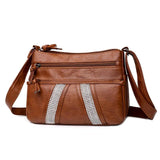 Women's Multi-layer Shoulder Messenger Bag Soft Leather Crossbody