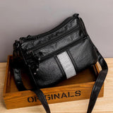 Women's Multi-layer Shoulder Messenger Bag Soft Leather Crossbody