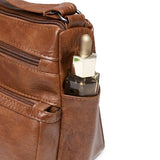 Women's Multi-layer Shoulder Messenger Bag Soft Leather Crossbody