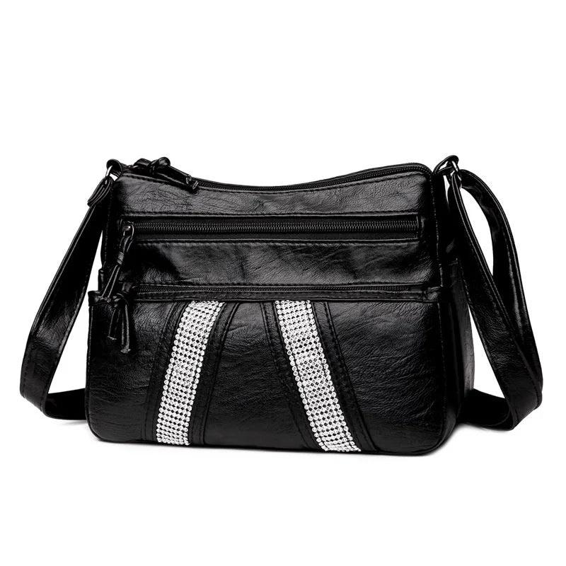 Women's Multi-layer Shoulder Messenger Bag Soft Leather Crossbody