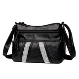 Women's Multi-layer Shoulder Messenger Bag Soft Leather Crossbody