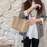 Summer Straw Bags for Women Zipper Tote Handbags