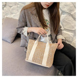 Summer Straw Bags for Women Zipper Tote Handbags