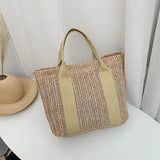 Summer Straw Bags for Women Zipper Tote Handbags