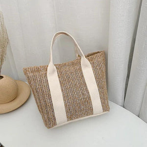 Summer Straw Bags for Women Zipper Tote Handbags