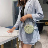 Women's Lace Circular Crossbody Bag Small Sling Shoulder Messenger Handbag