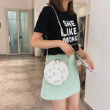 Women's Lace Circular Crossbody Bag Small Sling Shoulder Messenger Handbag