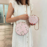 Women's Lace Circular Crossbody Bag Small Sling Shoulder Messenger Handbag