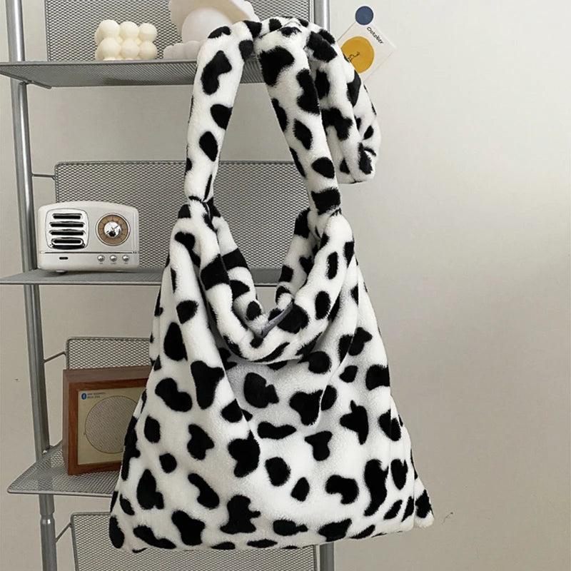Cow Pattern Women Handbag Large Capacity Shoulder Hobo Bag