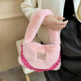 Soft Fluffy Shoulder Bags For Women Winter Candy Plush Female Tote