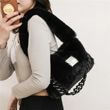 Soft Fluffy Shoulder Bags For Women Winter Candy Plush Female Tote