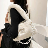 Soft Fluffy Shoulder Bags For Women Winter Candy Plush Female Tote