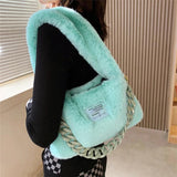 Soft Fluffy Shoulder Bags For Women Winter Candy Plush Female Tote