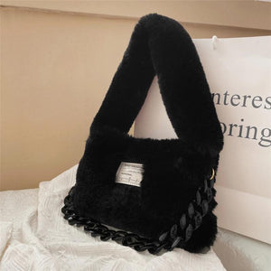 Soft Fluffy Shoulder Bags For Women Winter Candy Plush Female Tote