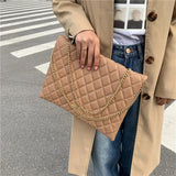 Plaid PU Leather Shoulder Bag Envelope Handbag Small Square Bag